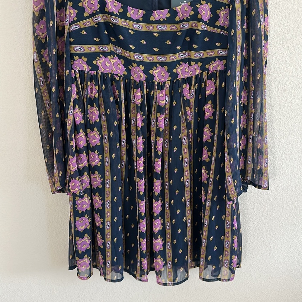 Modcloth Navy and Purple Floral Mini Dress - Picture 4 of 9